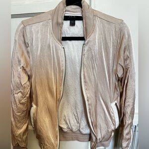 Ksubi Metallic Bomber Jacket in Light Pink